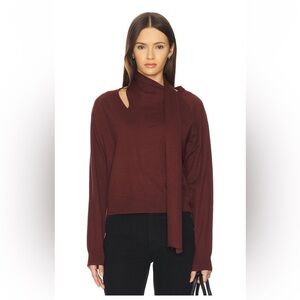 ASTR The Label Silvana Scarf Sweater in Wine Brown - XS